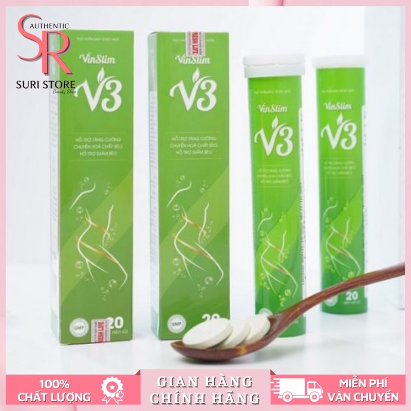 Viên Sủi Giảm Cân V3 Vinslim Chính Hãng, Hộp 20 Viên, Phù Hợp Mọi Cơ Địa, Giảm Cân Hiệu Quả