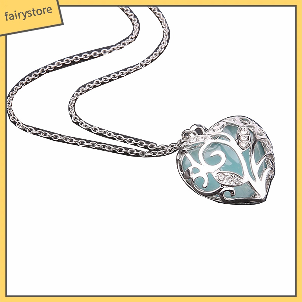 Dây Chuyền Mặt Hình Trái Tim Đính Đá Phát Sáng Thời Trang Cho Nữ