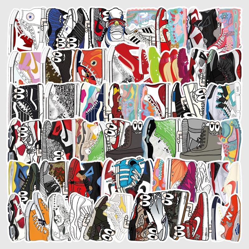 Combo 84 Sticker Hình Giày Độc Đáo Dán Nón Bảo Hiểm, Laptop Chống Nước MÃ ST2146