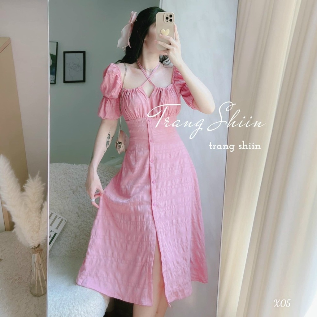 [Đầm sale 50% free ship] Đầm suông dự tiệc siêu xinh với thiết kế ôm eo tôn dáng phối tay phồng, cúp ngực, chất vải xốp