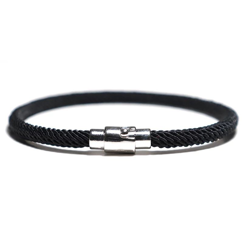 Vòng tay nam nữ khoá nam châm hít thời trang 2 màu đen và đỏ (size 15 - 19cm)