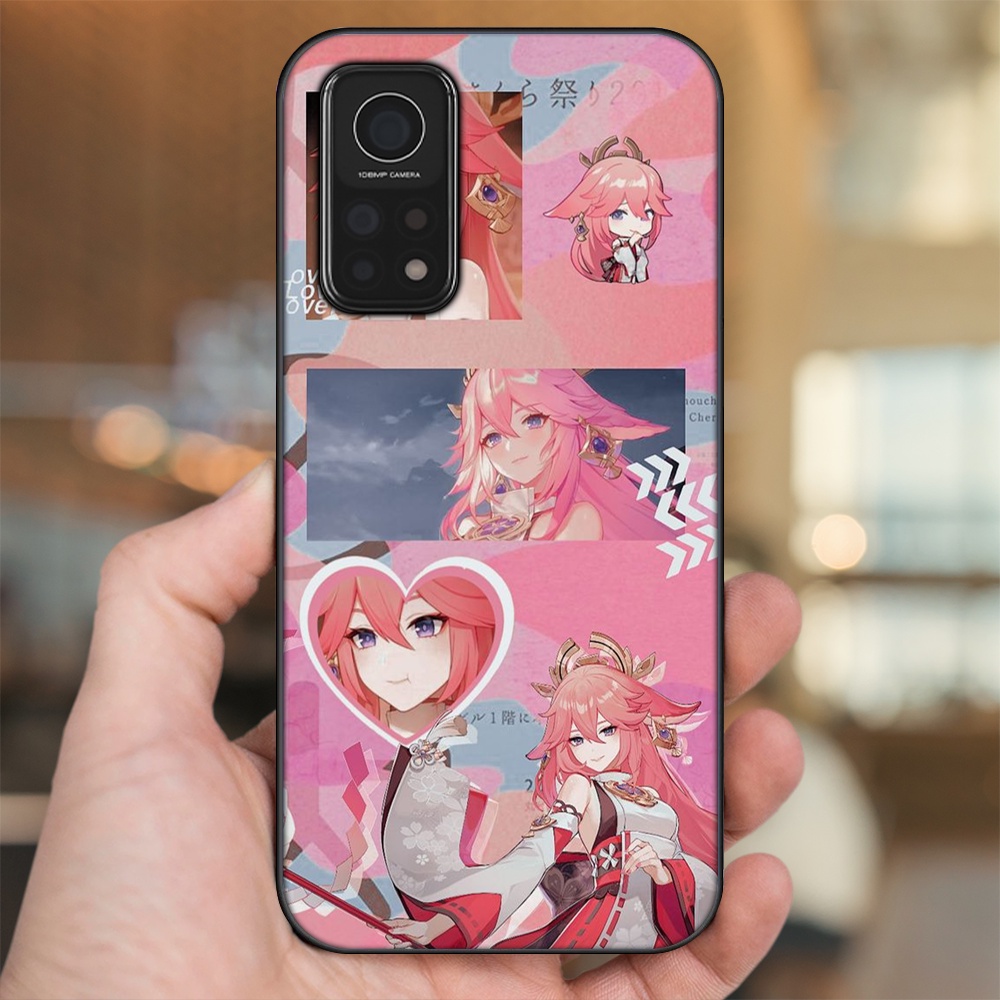 Ốp lưng Xiaomi Mi 10T Pro 5G viền đen in hình Yae Miko Genshin Impact