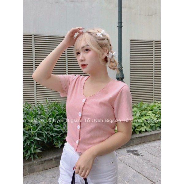 (T.U Bigsize 50-90kg) Áo Croptop 4 Khuy Phong Cách Ulzzang A34