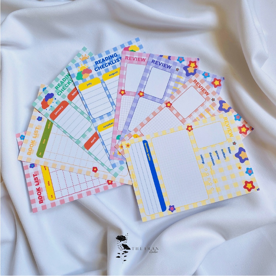 bộ 16 giấy ghi chú A6 review sách / reading journal / thetranstudio