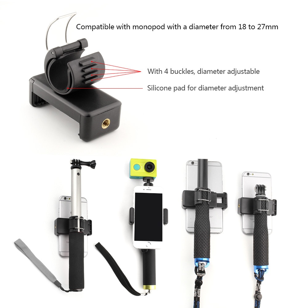 Bộ Chuyển Đổi Kẹp Điện Thoại Di Động Gắn Giá Đỡ Điện Thoại Di Động Cho GoPro Hero 6 5 4 SJCAM Monopod Rod