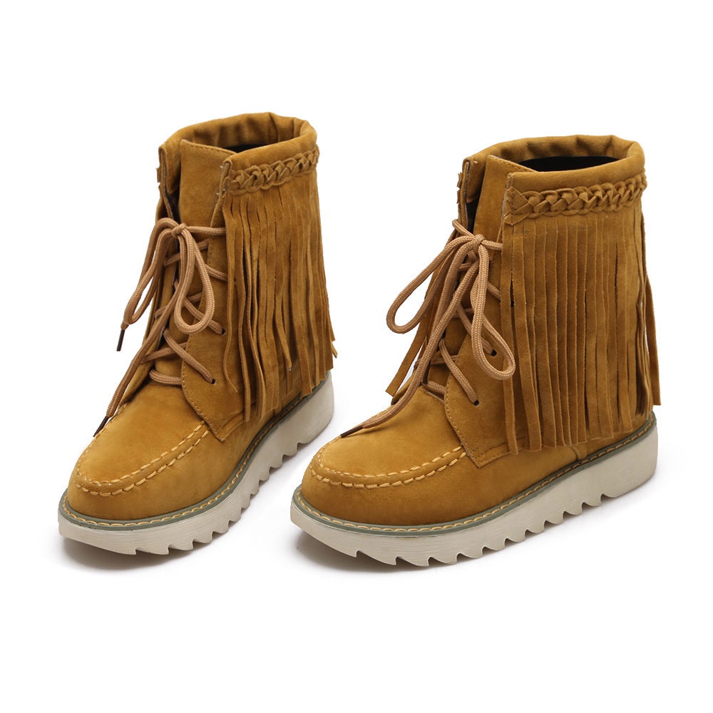 IELGY Giày Bốt Da Lộn Mũi Tròn Màu Sắc Thời Trang Cho Nữ