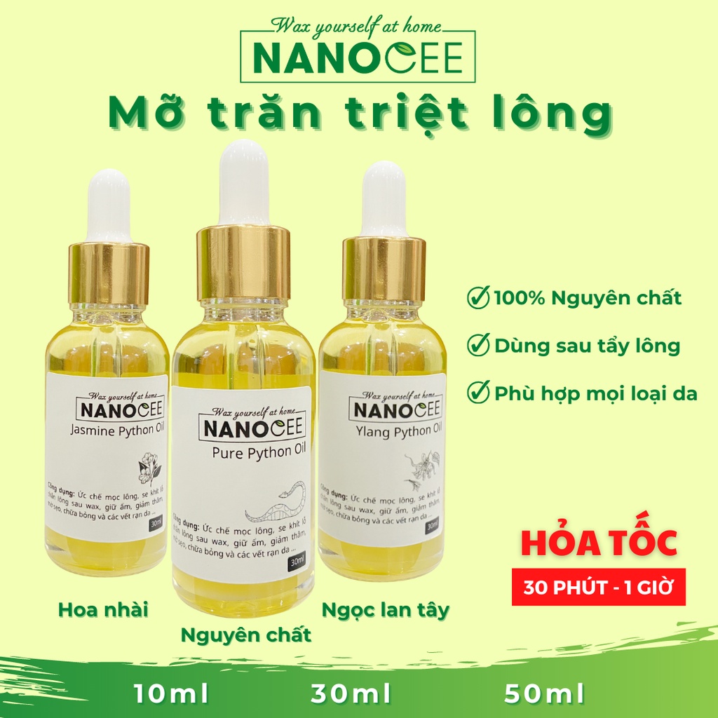 Mỡ Trăn Nguyên Chất, Hoa Nhài, Ngọc Lan Tây, Serum Mỡ Trăn Tươi Nanocee Triệt Lông Chân, Nách, Bikini, Ức Chế Mọc Lông