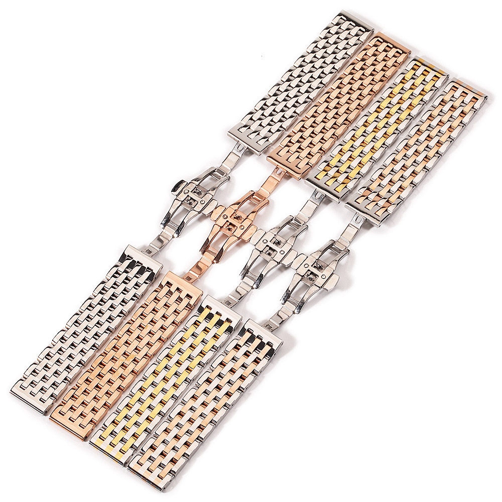 Dây Đồng Hồ Đeo Tay Bằng Thép Không Gỉ 20mm 22mm 7 Dây
