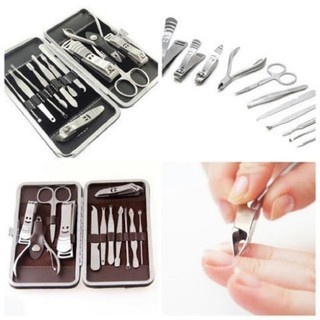 Bộ bấm móng tay 12 món, dụng cụ bấm móng tay, kiềm cắt móng cao cấp bằng thép không gỉ kèm hộp