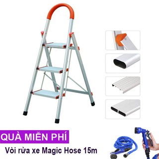 Thang nhôm ghế 3 bậc 1.2m kachi mk148 - tặng vòi rửa xe 15m magic hose