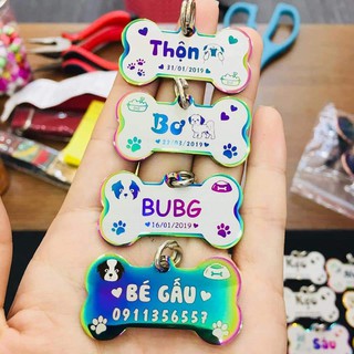 Thẻ tên thú cưng - hình khúc xương màu cầu vồng