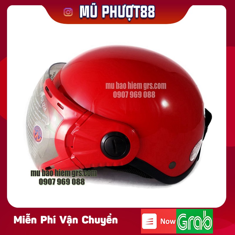 Mũ bảo hiểm GRS A33K - đỏ bóng - Mũ nửa đầu chính hãng GRS Hoàng Quán clip thật