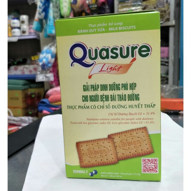 Bánh ăn kiêng dành cho người tiểu đường Quasure Light, loại bông lan dâu &amp; cốm và bánh quy