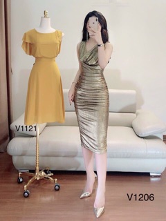 Váy Body Nhũ Vàng Cổ Đổ (VIDEO, ẢNH THẬT CHÍNH CHỦ)