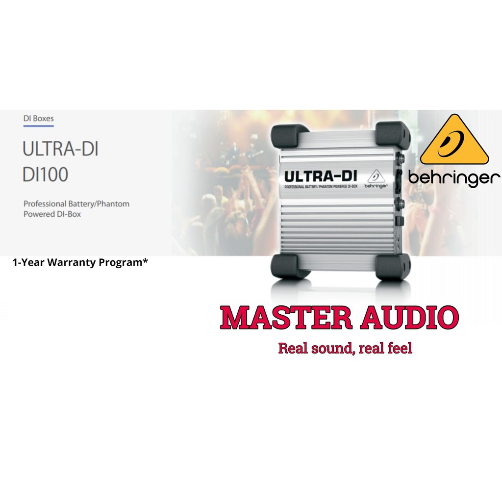 DI BOXES - BEHRINGER DI100 - Professional Battery/Phantom Powered DI-Box