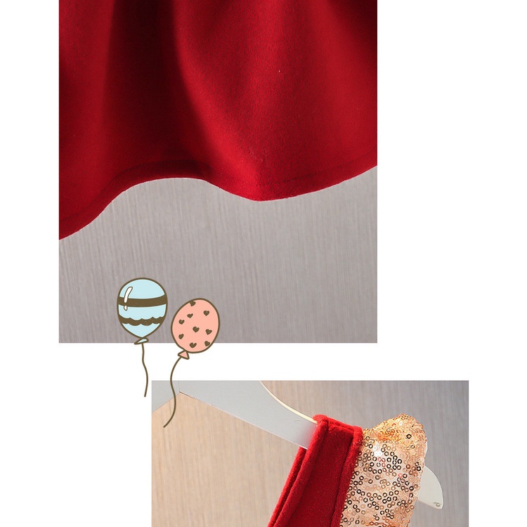 Set Áo Cotton Kèm Váy Viền Kim Sa Đỏ Cho Bé Gái MINTSCLOSET Size từ 1 - 4 tuổi - GS1049