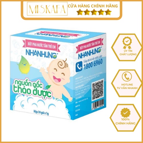 Bột Tắm Nhân Hưng, Bột pha nước tắm cho bé giúp bé Hết Hăm Da, Rôm Sảy, Mụn Nhọt, Mẩn Ngứa- Chính Hãng
