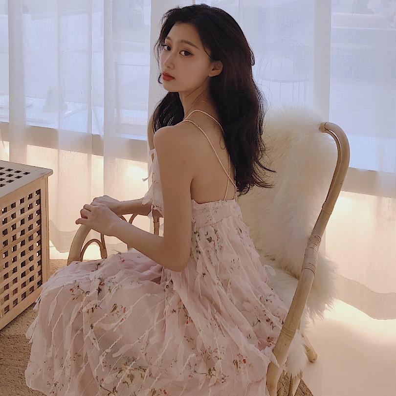 Đầm dài hở lưng voan hoa siêu xinh ẢNH THẬT CUỐI | BigBuy360 - bigbuy360.vn