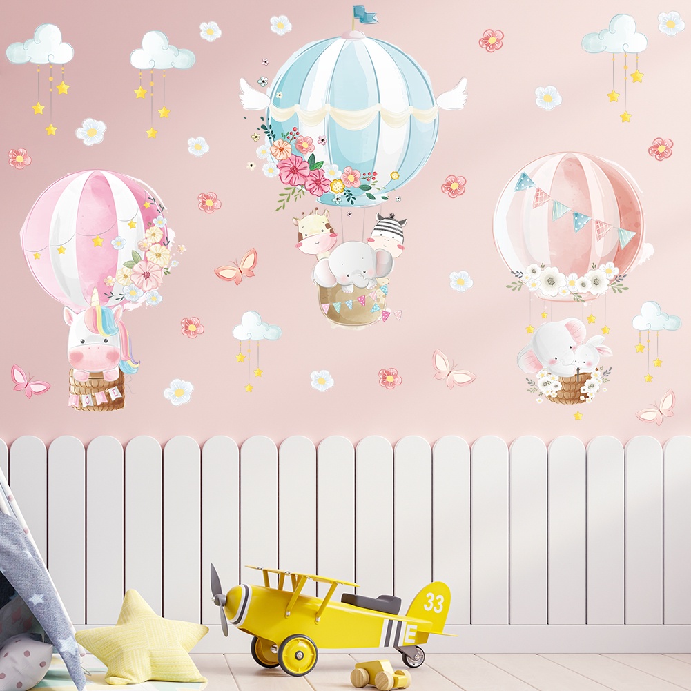 Miếng Dán Tường Hình Khinh Khí Cầu / Bướm / Hoa / Động Vật Hoạt Hình Trang Trí Phòng Bé