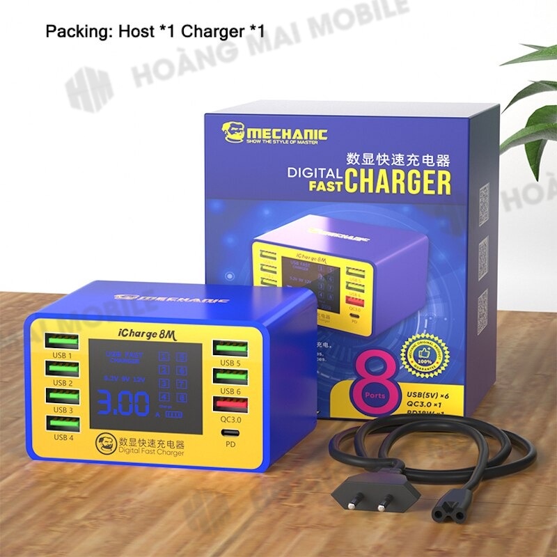 Sạc báo dòng Mechanic ICharge 8P hỗ trợ sạc nhanh (8 cổng)