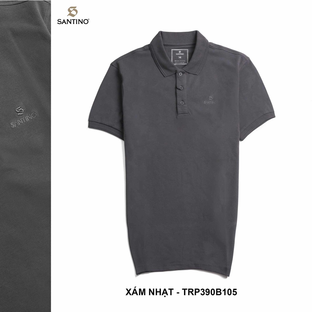 Áo polo nam ngắn tay có cổ SANTINO chất Cotton  thoáng mát, form dáng regular sang trọng TRP390B100