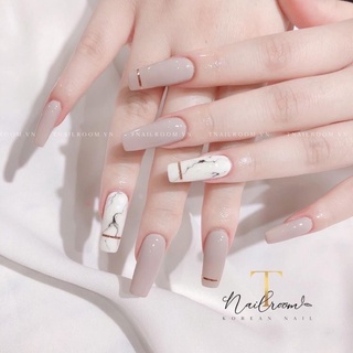 Mẫu nailbox móng up tone kem vân đá , nailbox thiết kế , nailbox giá rẻ