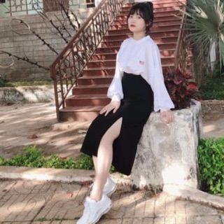 📣set váy xẻ tà + croptop td usa