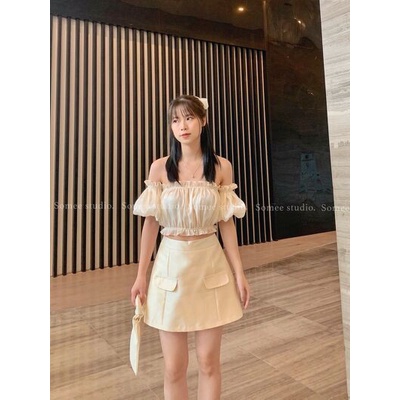 Lita top-Áo quây tay rời tơ organza