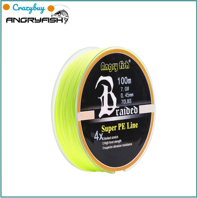 100m dây cước 10LB-80LB màu vàng chắc chắn hiệu ANGRY FISH hỗ trợ câu cá