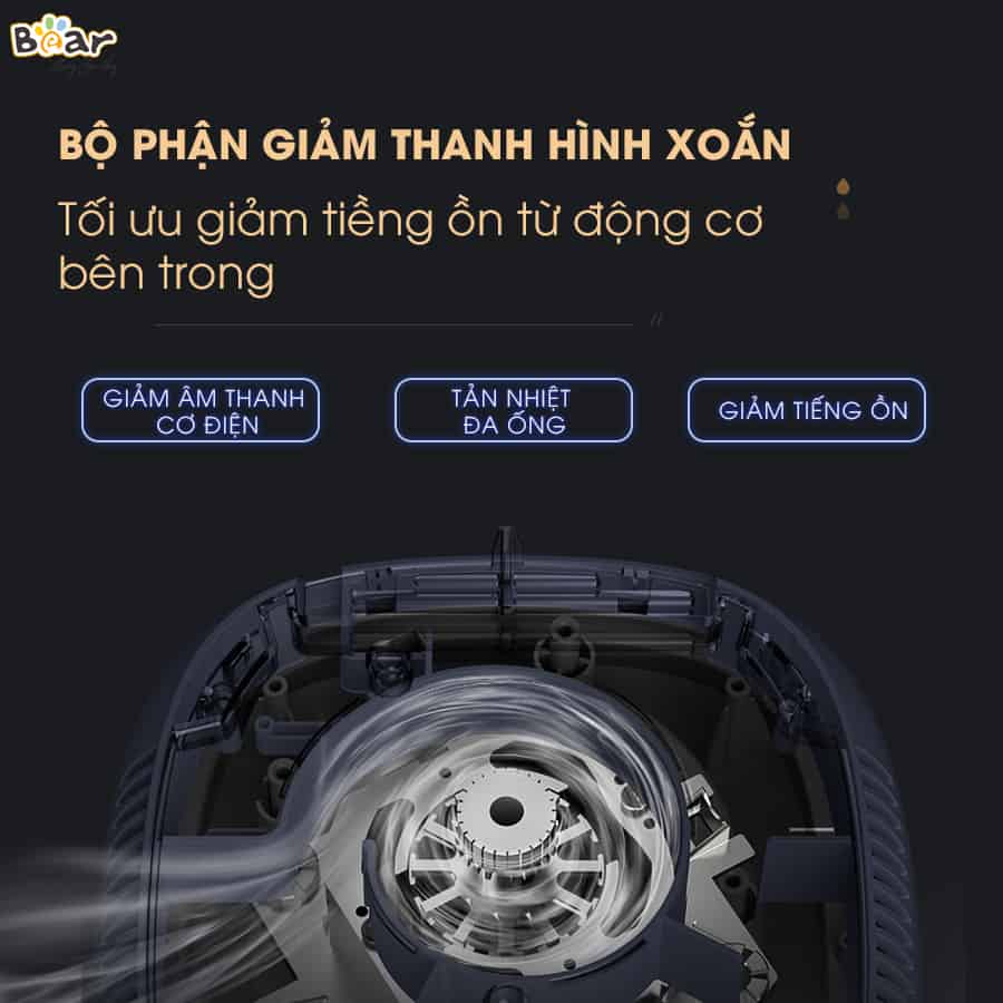 [Bear Chính Hãng] Máy xay nấu đa năng cách âm Bear PBJ-B06S2 màu xanh tím than, dung tích 1.5L,công suất lớn làm sữa hạt