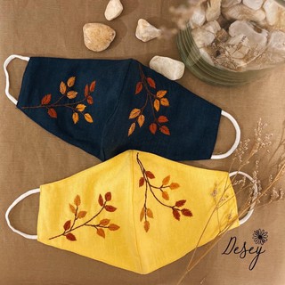 Khẩu trang linen thêu tay