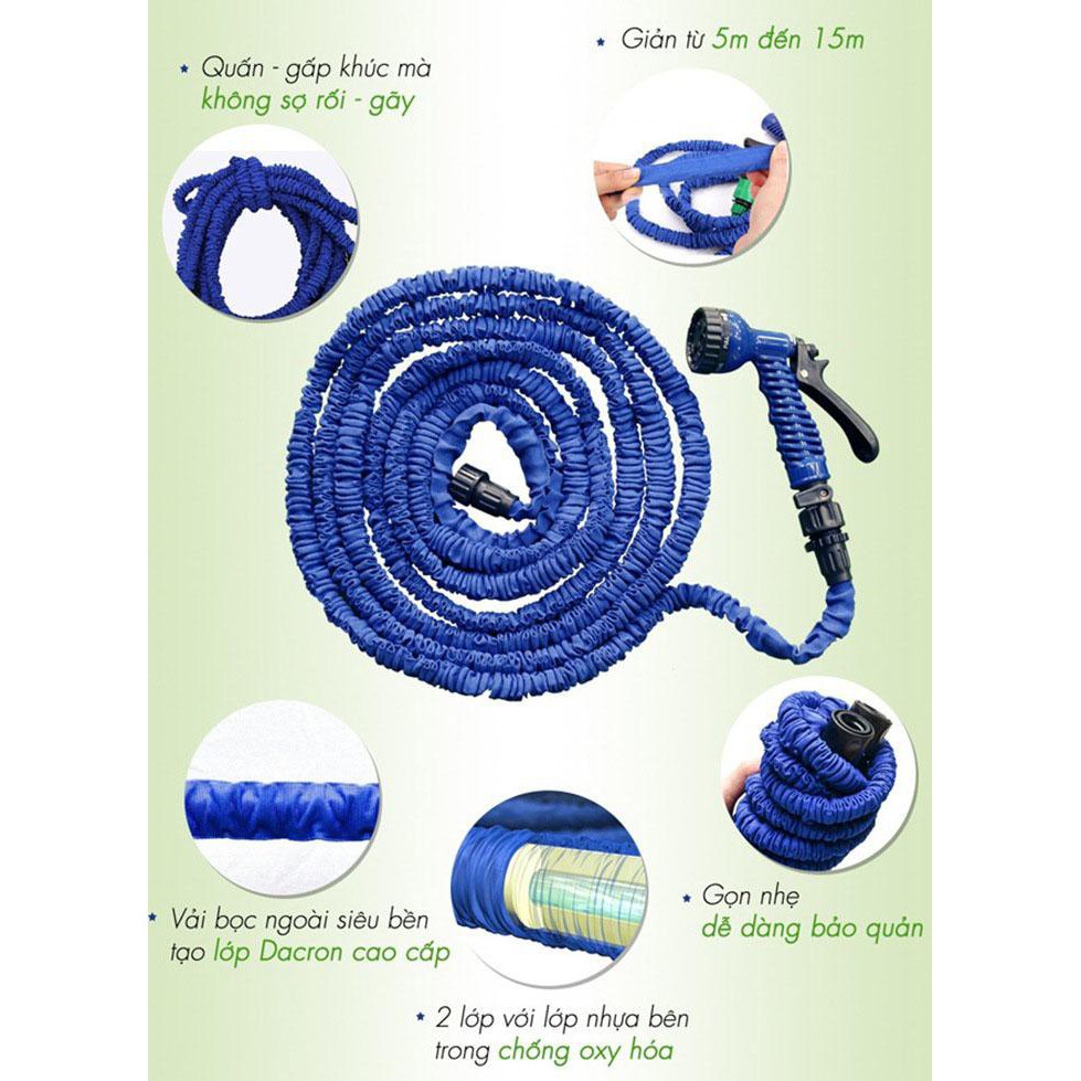 Vòi xịt rửa xe, tưới cây, co giãn 15m thông minh, tiện dụng