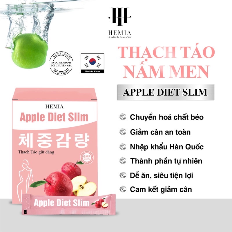 Thạch táo giảm cân Hemia tặng kèm cốm giảm cân