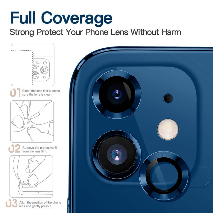 Nắp gắn camera điện thoại kính cường lực thích hợp cho iPhone 12 11 Pro Max