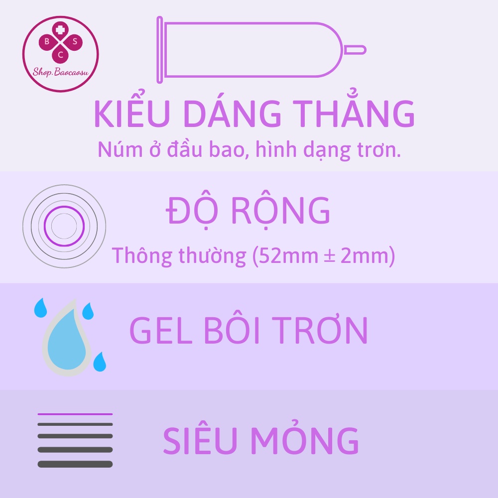 Bao cao su kéo dài thời gian siêu mỏng OLO 0.01 bcs hộp 10 chiếc