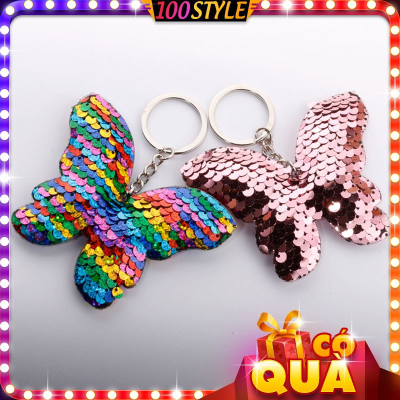 Móc Khóa Treo Balo Bướm Kim Sa Lấp Lánh Trẻ Trung