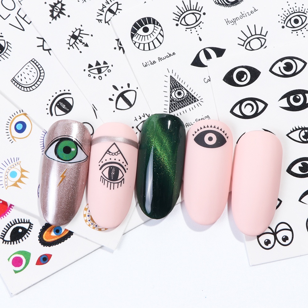 (Hàng Mới Về) 1 Tờ Miếng Dán Trang Trí Móng Tay Hình Mắt Quỷ Stz818-823