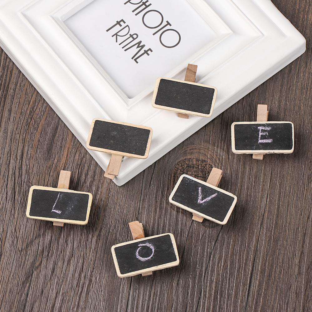 Set 10 Bảng Đen Viết Phấn Mini Bằng Gỗ Dùng Để Trang Trí Vườn DIY