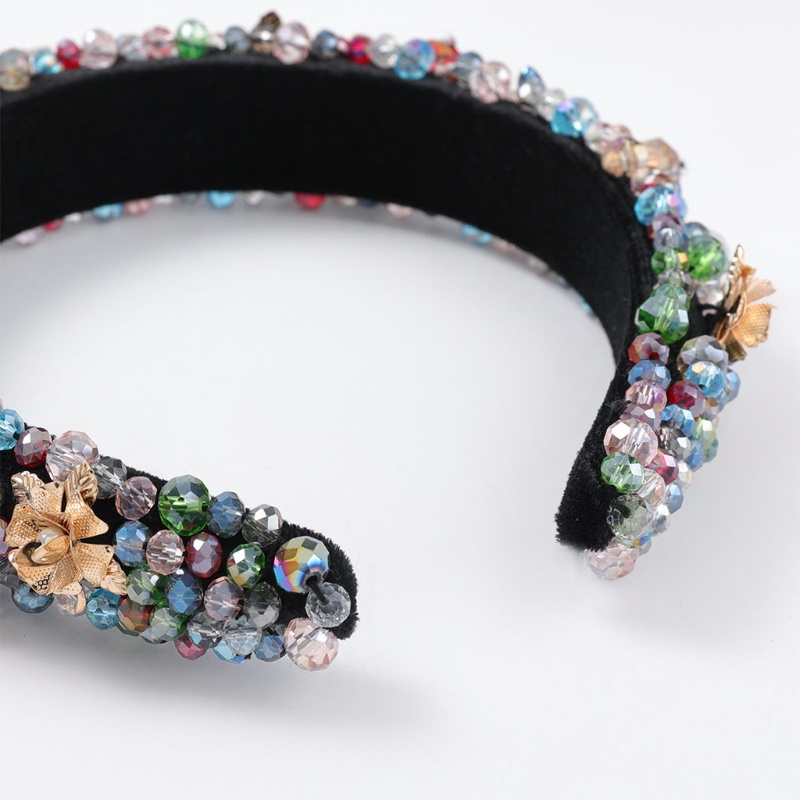 Băng Đô Cài Tóc Bản Rộng Đính Hạt Pha Lê Giả Phong Cách Vintage Cho Nữ