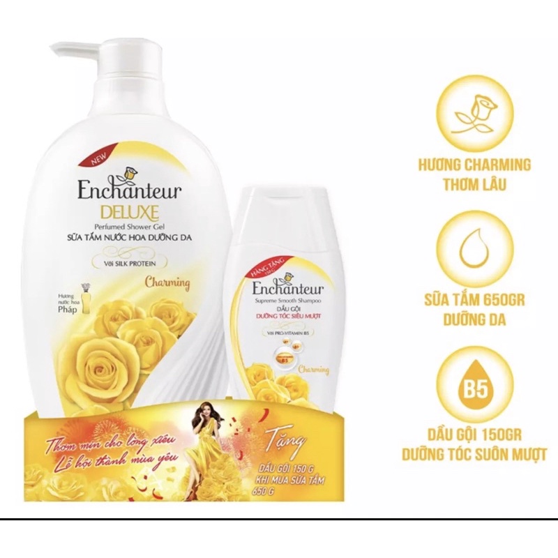 Sữa tắm nuớc hoa enchenter 650ml tặng kèm