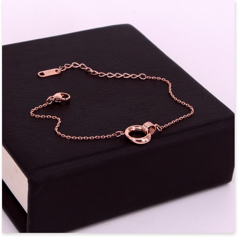 Vòng tay nữ Lắc tay nữ TITAN nhẫn đôi hình học S10-505A - CAM KẾT KHÔNG GỈ, KHÔNG BAY MÀU - BẢO HÀNH 12 THÁNG