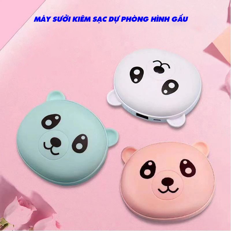 Cục Sưởi Ấm Tay Mùa Đông, Kiêm Sạc Dự Phòng Mini Hình Gấu Dễ Thương - 3 Chế Độ Ấm