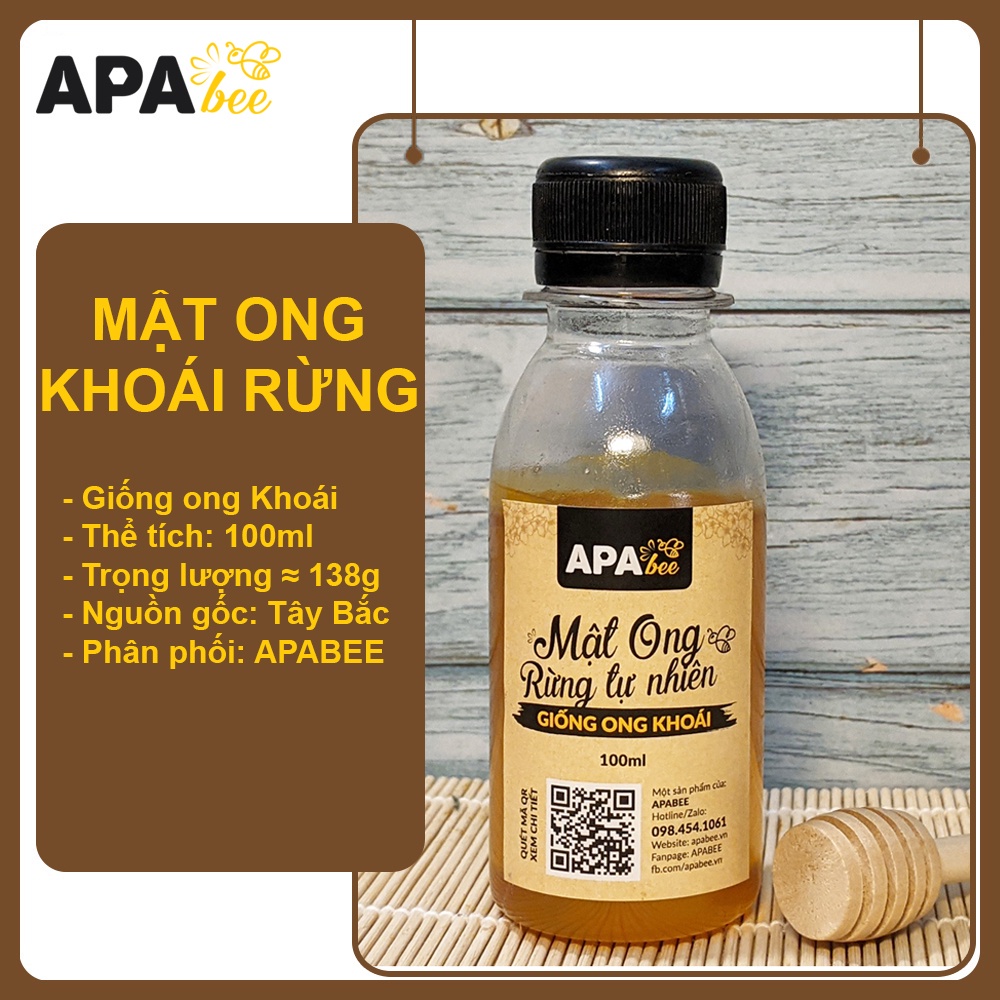 Mật ong Khoái rừng APABEE - Mật ong rừng - Giống ong Khoái - Chai 100ml