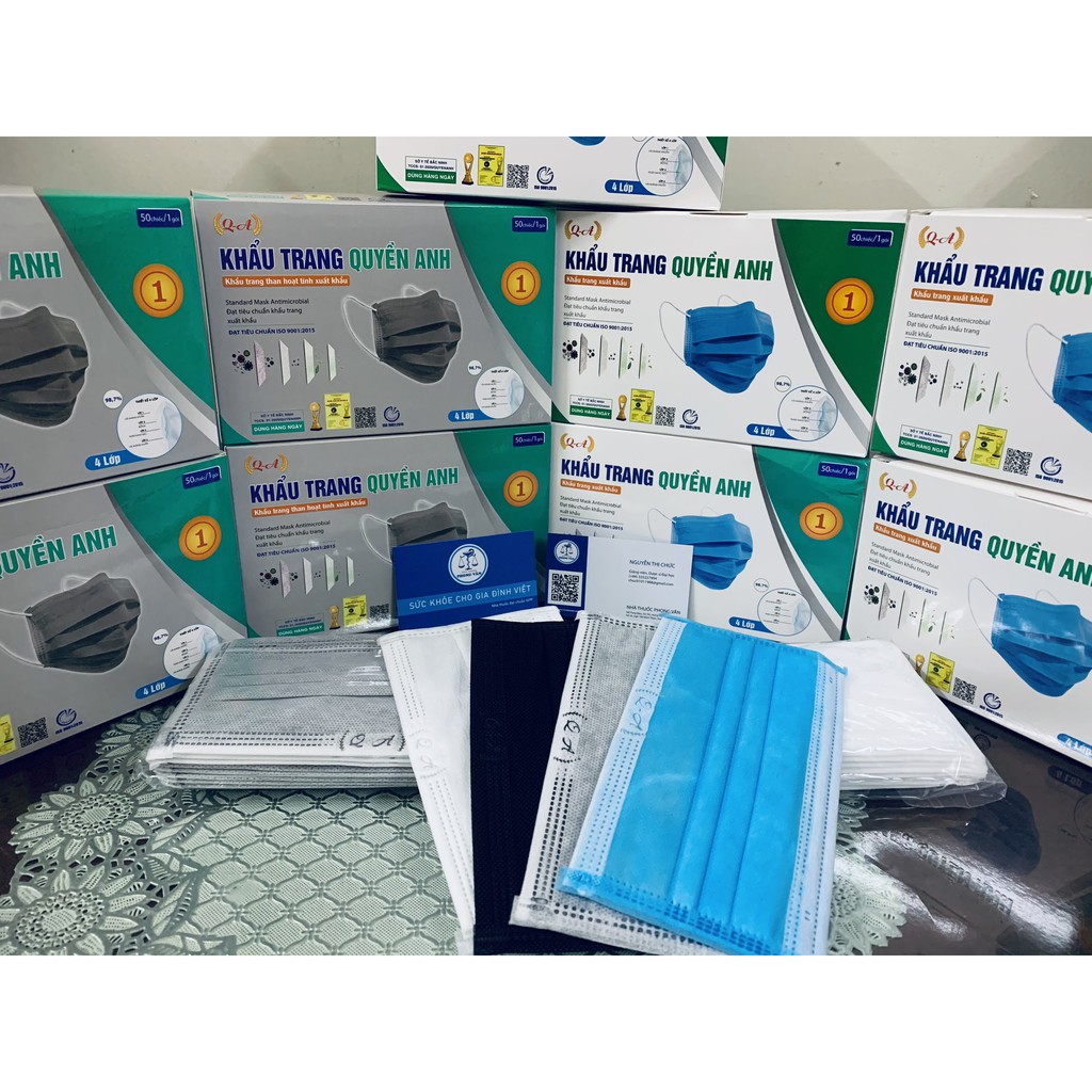 Hộp 50c Khẩu trang y tế 4 lớp kháng khuẩn Quyền Anh | BigBuy360 - bigbuy360.vn