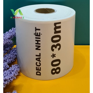   COMBO 4 CUỘN  Giấy in nhiệt K80 Decal 80mm liên tục in bill livestream 80x30m in máy tự cắt tem in đơn hàng 