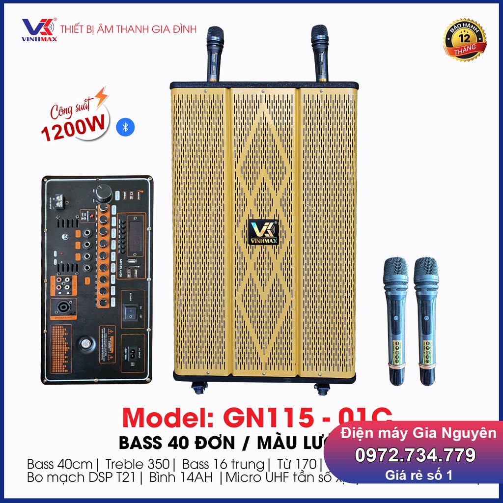 Loa bình 4 tấc đơn 600W kèm 2 tay micro hát karaoke. BH 12 tháng
