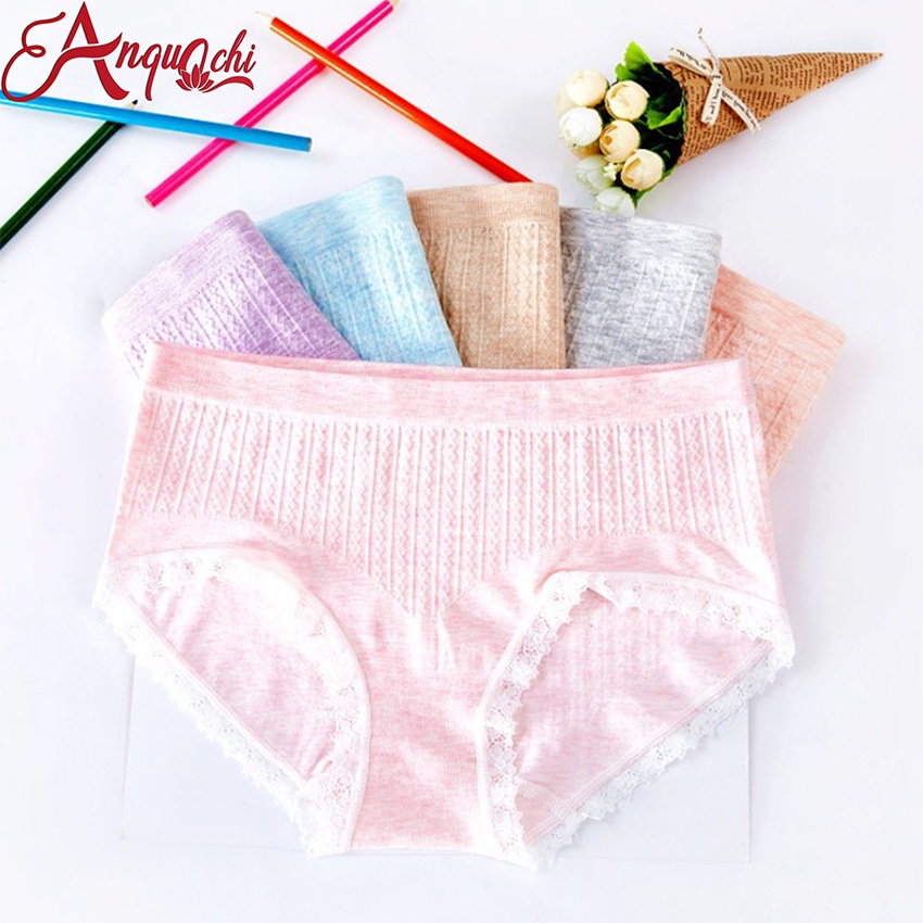 Quần lót nữ cao cấp sexy chất cotton kháng khuẩn viền ren freesize 65Kg đổ lại, Hàng Quảng Châu đẹp L004 - Anquachi