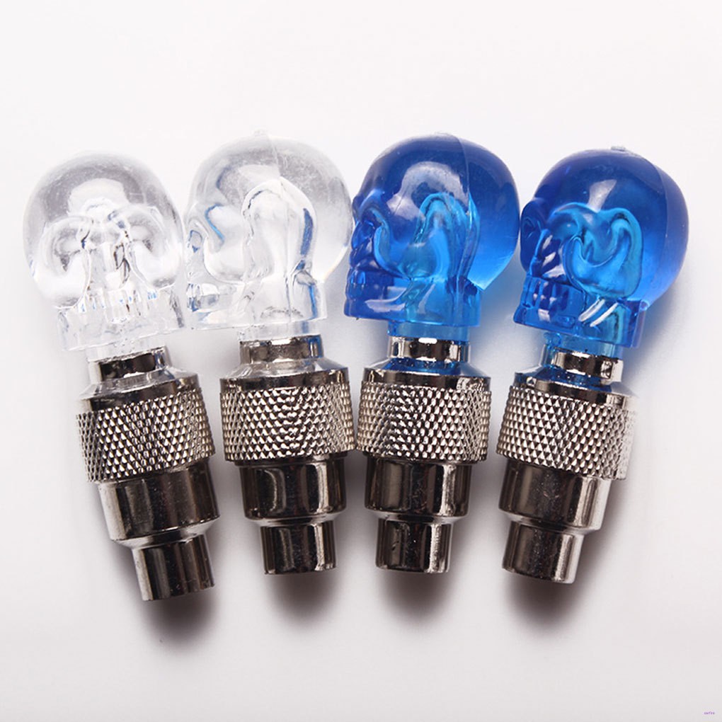 Set 2 Đèn Led Gắn Van Bánh Xe Đạp / Mô Tô Hình Đầu Lâu