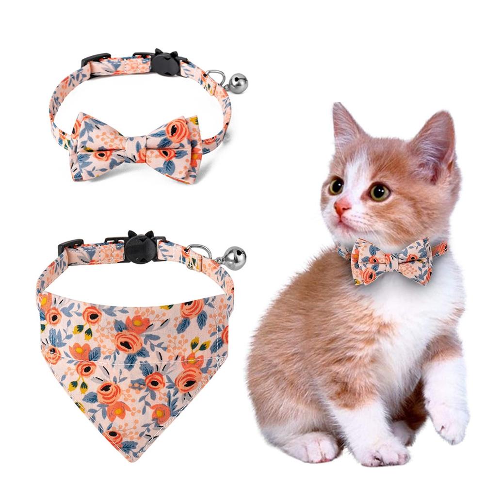 Vòng Cổ Thắt Nơ In Họa Tiết Hoa Tùy Chỉnh An Toàn Cho Mèo Cưng