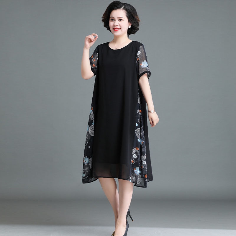 Đầm Chiffon Tay Ngắn Plus Size Phong Cách Phương Tây Thời Trang Mùa Hè 200 Jin